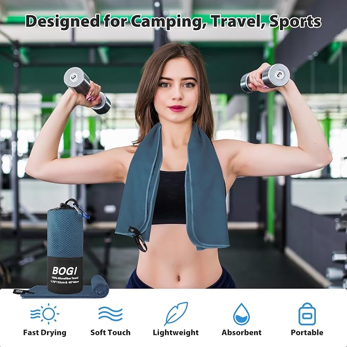 BOGI Microfiber Travel Sports Towel-Quick Dry, Soft Lightweight, Compact - Image 6