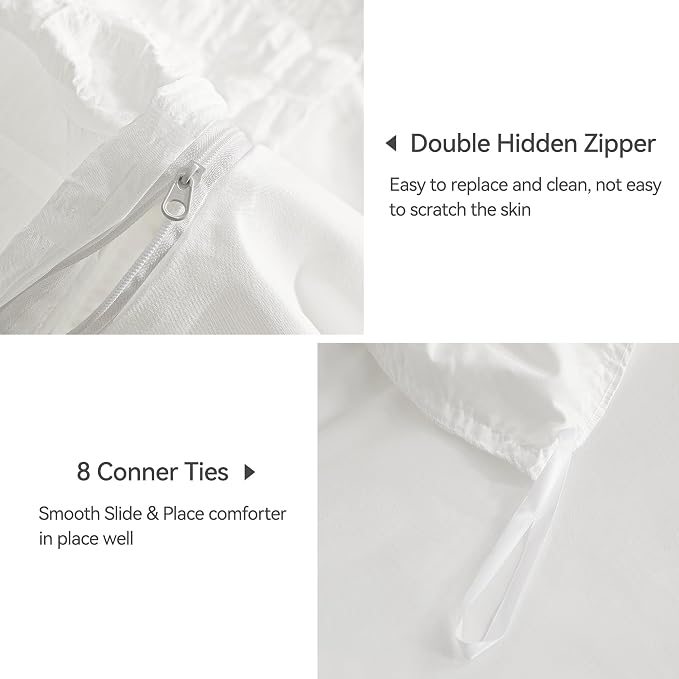 JELLYMONI Bright White Duvet Cover King Size, Soft Breathable Seersucker Duvet - Image 5