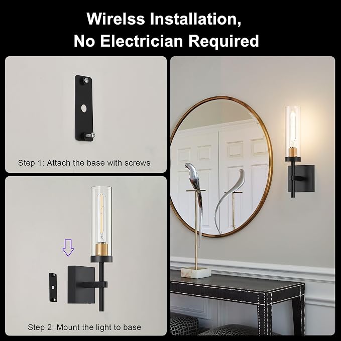 Wireless Wall Sconces with Remote Control, Battery Operated Wall Sconce Set of 2 - Image 5