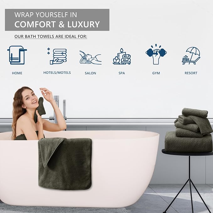 8 Piece Bathroom Towel Set Brown |2 Oversized Large Bath Towels Sheet, 2 Hand - Image 6