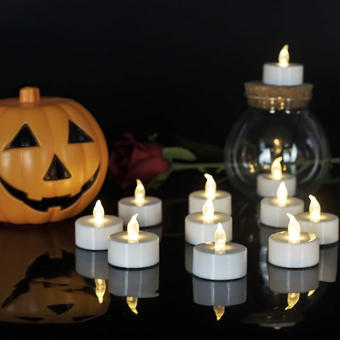 JUNPEI Battery Operated Powered Tea Lights : Realistic Tea Lights Flickering - Image 4