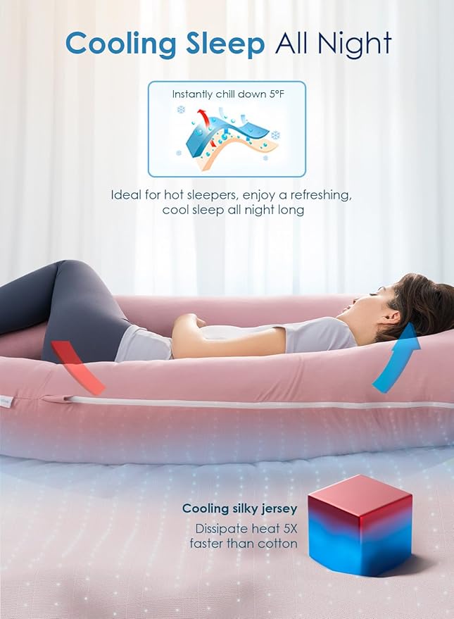 QUEEN ROSE Pregnancy Pillows for Sleeping, Cooling U Shaped Body Pillow - Image 3