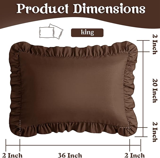 KKJIAF Ruffle Pillow Cases King Size Set of 2, Ruffled Pillow Covers - Image 3