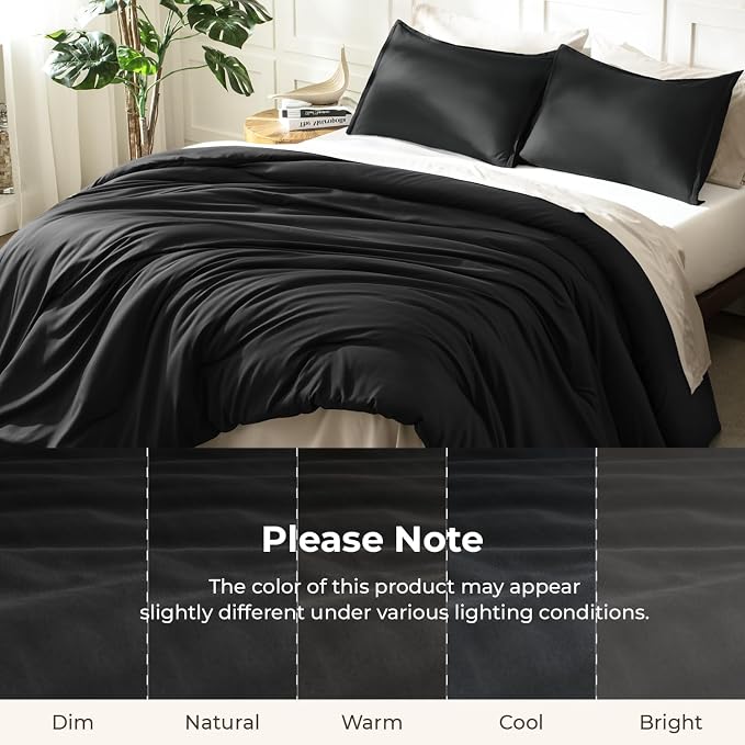 Litanika Black Twin/Twin XL Comforter Set, 2 Pieces Lightweight Solid Bedding - Image 8
