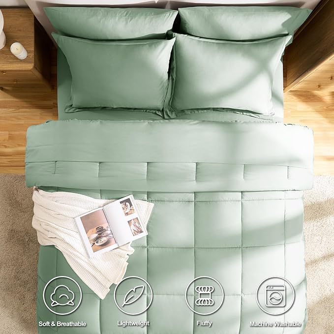 CozyLux Full Size Comforter Sets Sage Green - Image 2
