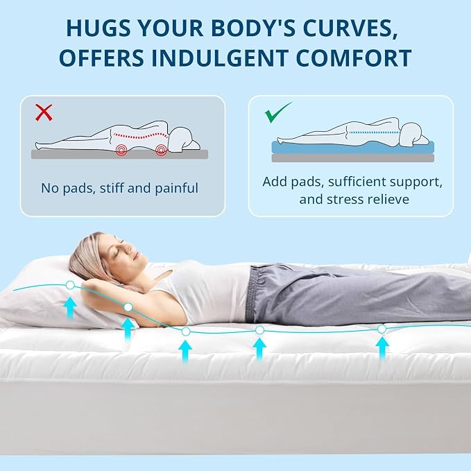 YUGYVOB Mattress Pad Extra Thick, and Breathable Twin Mattress Topper 8-21" - Image 5