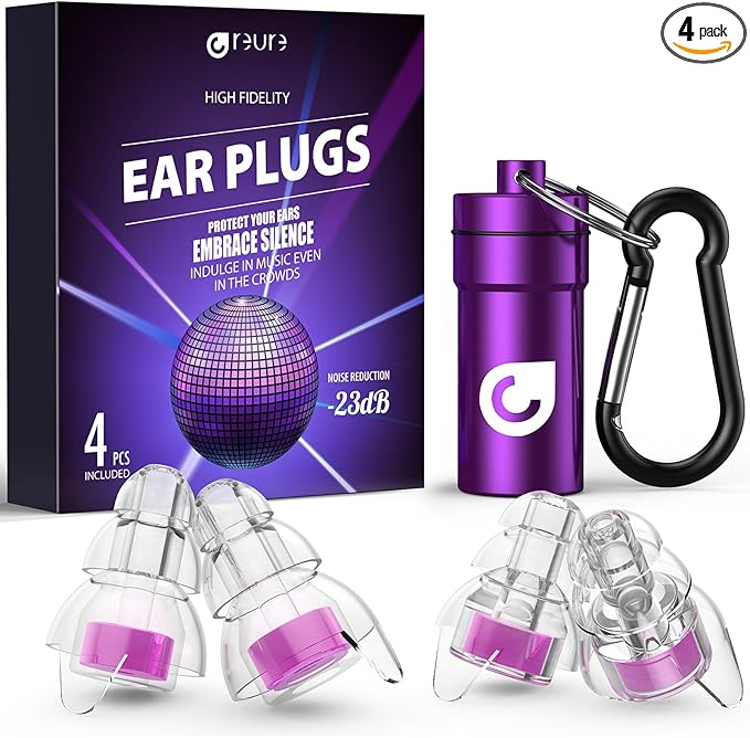Reure High Fidelity Concert Ear Plugs, Noise Cancelling Silicone Ear Plugs 2 by Reure