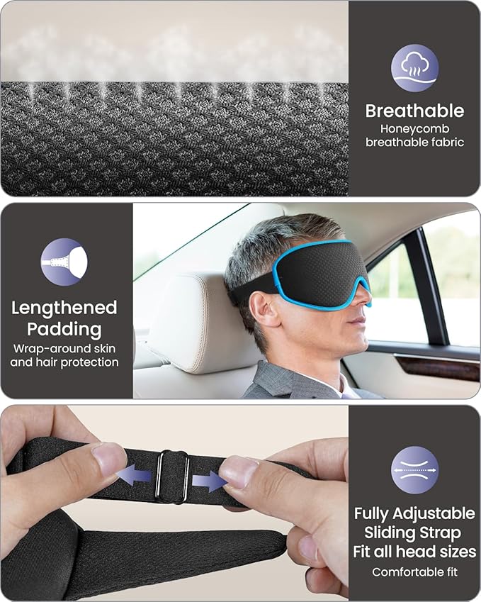 WAOAW Sleep Mask for Men Women: Blackout Eye Masks for Sleep - Image 4