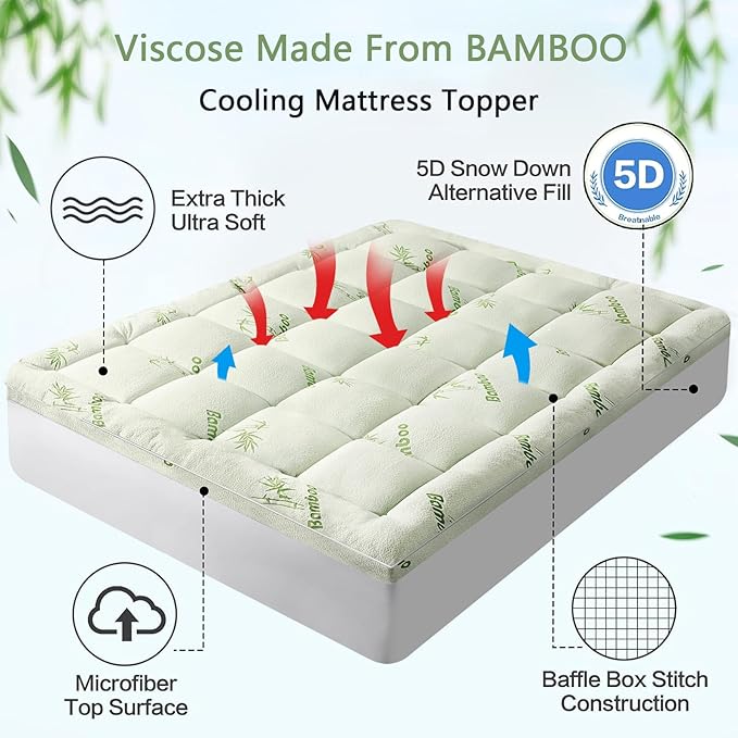 PATSBA Premium Viscose Made from Bamboo King Size Mattress Topper - Image 2