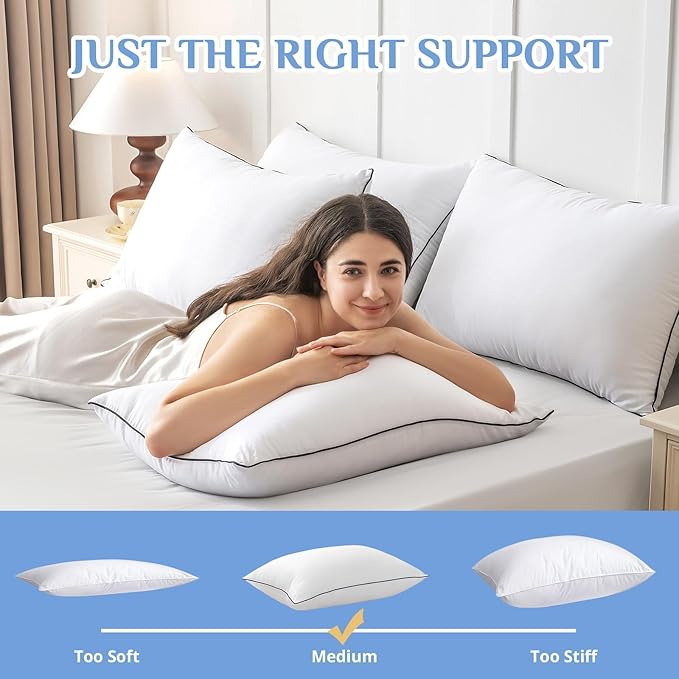 JOLLYVOGUE King Size Bed Pillow 1-Pack, Single Pillow - Image 4