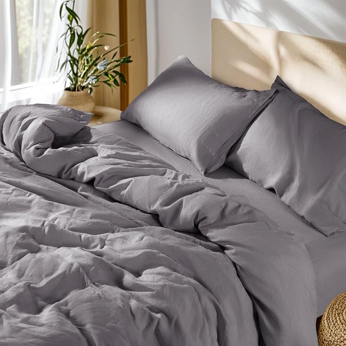 SONORO KATE 100% French Linen Duvet Cover Full Size, Soft Breathable by SONOROKATE