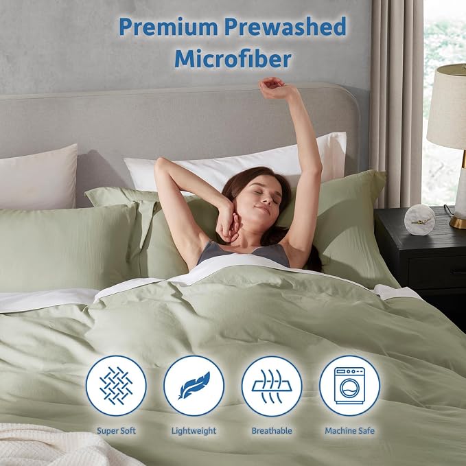 Nestl Light Sage Duvet Cover King Size - Image 6