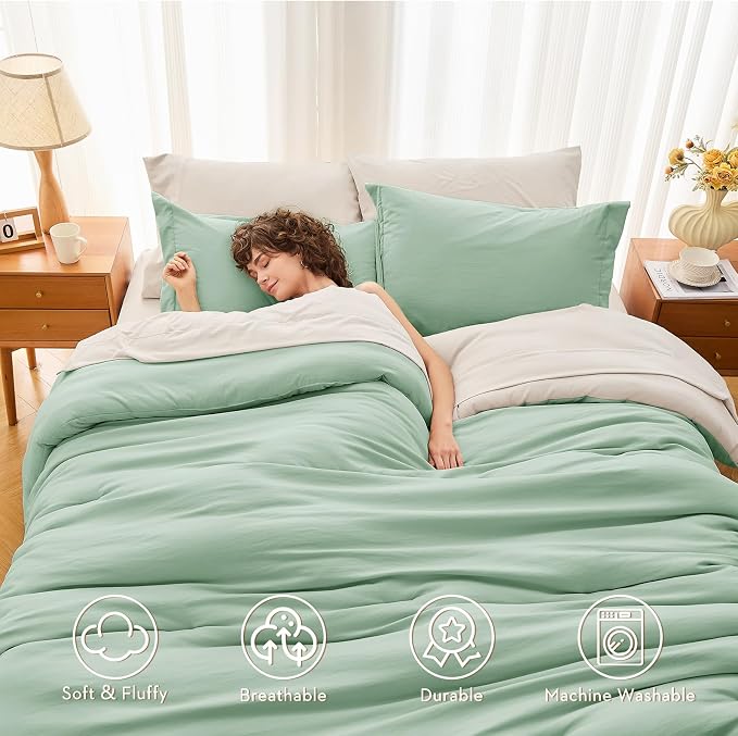 MUXHOMO 7 Pieces Queen Comforter Set, Soft Bed in a Bag Queen Size, All Season - Image 2