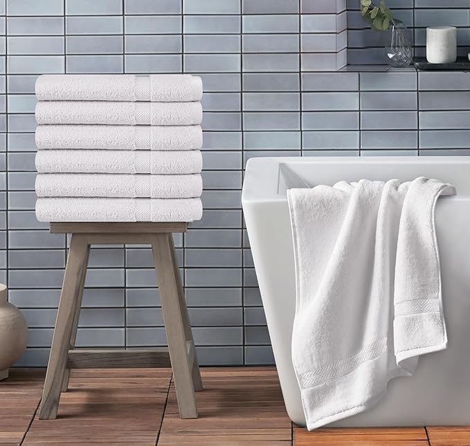 Towel and Linen Mart 100% Cotton White 6 Pack Bath Towel Set, Quick Dry - Image 6