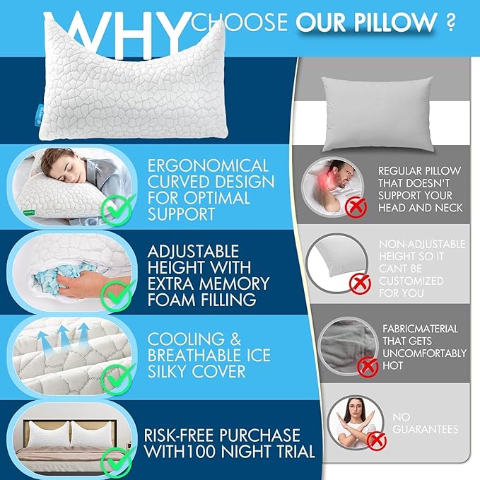 Side Sleeper Pillow for Adults, King Size Cooling Pillow for Neck and Shoulder - Image 5