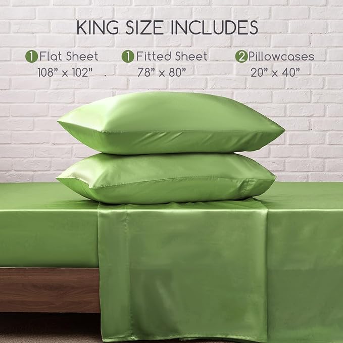 MR&HM Satin Bed Sheets, King Size Sheets Set - Image 7