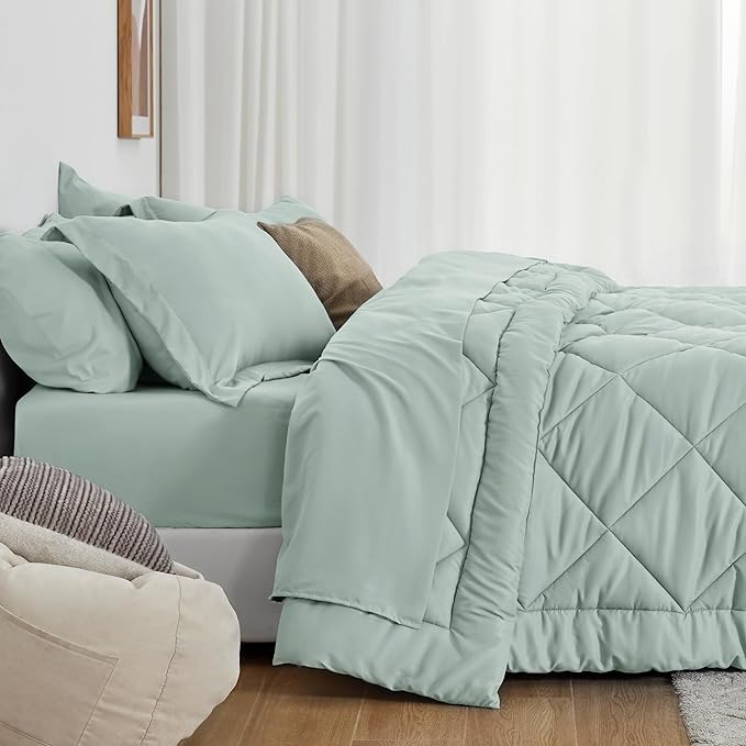 Love's cabin King Size Comforter Set Aqua, 7 Pieces King Bed in a Bag, All - Image 3