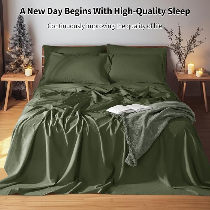 LBRO2M 100% Pure Linen Sheet Set Deep Pocket Up to 16" Bed Sheets Sets - Image 6