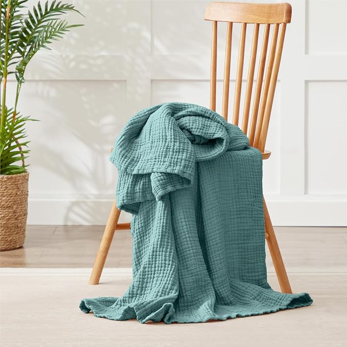100% Cotton Muslin Blanket 50" x 60", Breathable and Lightweight Cotton Throw - Image 2
