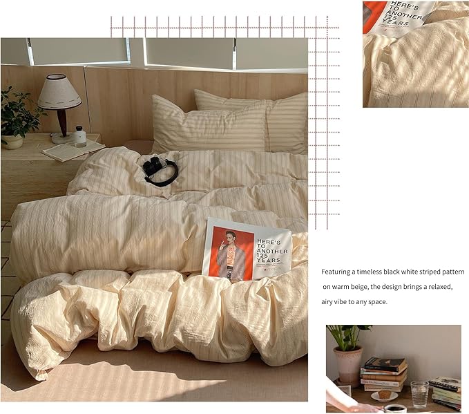 mixinni Retro Striped Duvet Cover Set King Size - Image 8