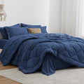 Love's cabin Twin Comforter Set Dark Blue, 5 Pieces Twin Bed in a Bag, All by Lovescabin