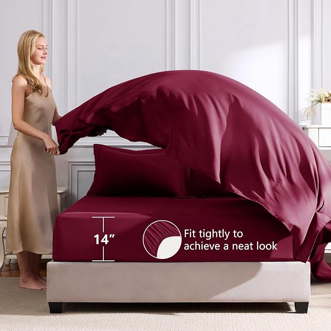 CozyLux Full Size Comforter Sets Burgundy - Image 5