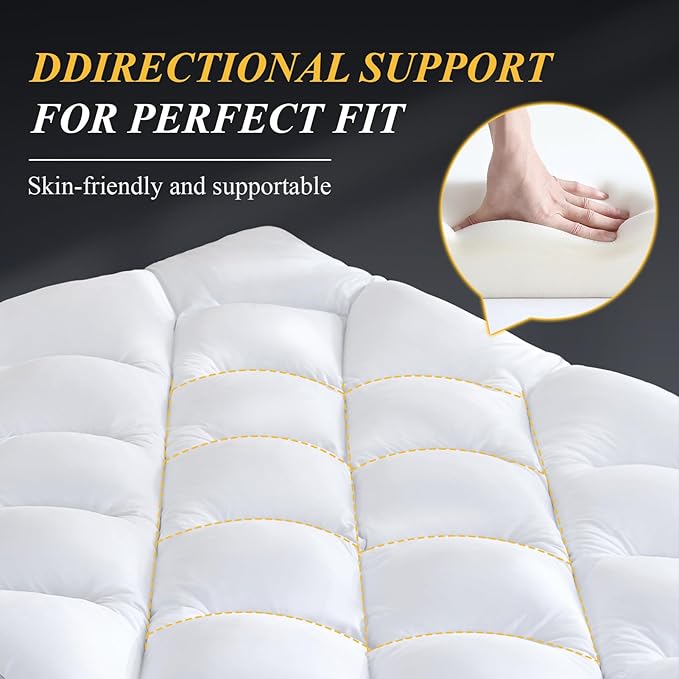 DOWNCOOL 3 Inch King Mattress Topper, Ultra Thick and Fluffy Supportive Memory - Image 6