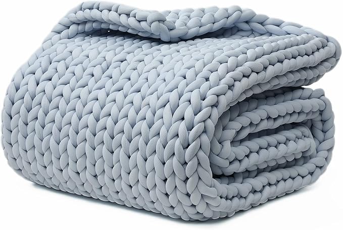 YnM Cooling Weighted Blanket, Handmade Chunky Yarn Knitted Design, Temperature by YNM