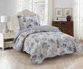 Brilliant Sunshine Blue Toile in Beige and Ivory Patches, 2-Piece Quilt Set by BrilliantSunshine