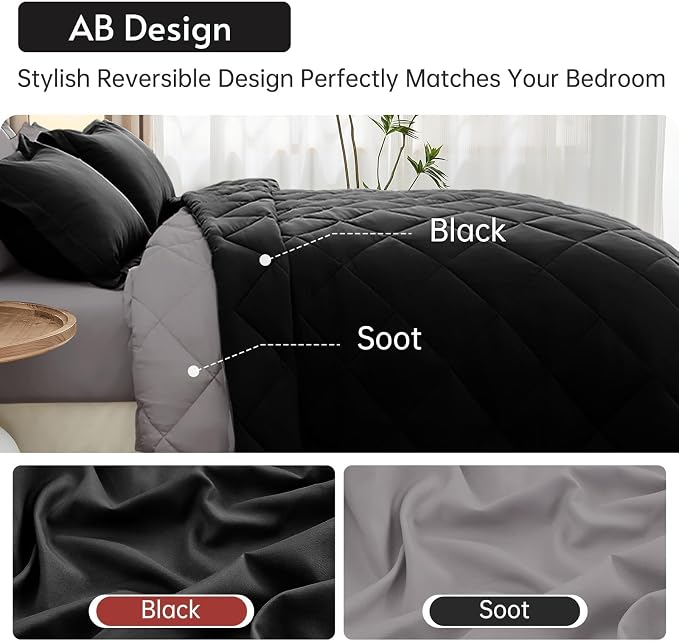 MUXHOMO 7 Pieces King Comforter Set, Reversible Bed in a Bag King Size - Image 3