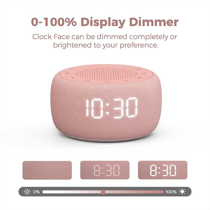 Buffbee Sound Machine & Alarm Clock 2-in-1-0-100% Display Dimmer, Under Light - Image 4