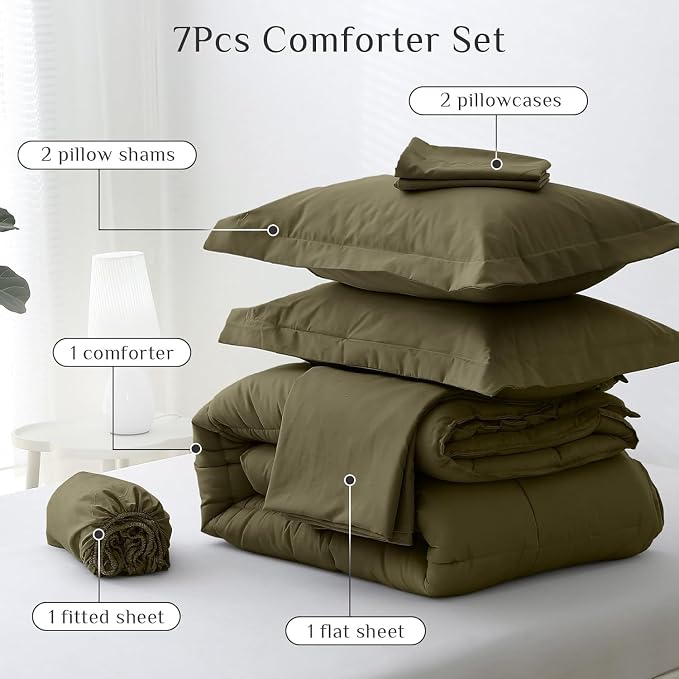 JOLLYVOGUE Full Comforter Set, Ultra-Soft Bed in a Bag Full Size 7 Pieces - Image 5