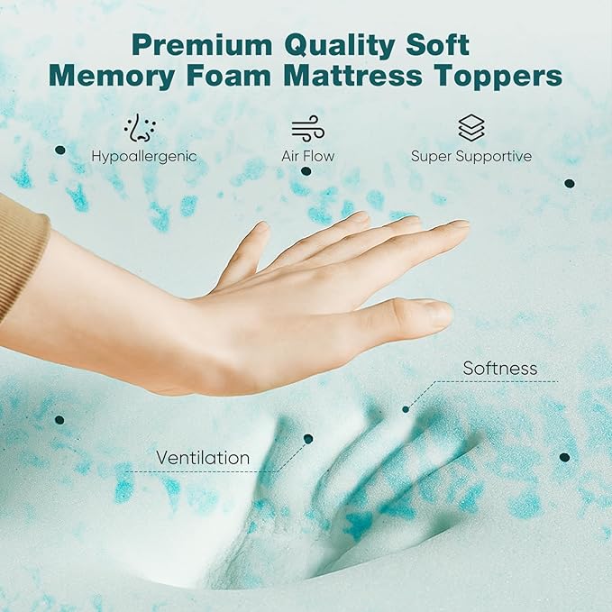 Sweetcrispy Mattress Topper Queen, Memory Foam 4 Inch Thick Gel Infused Cooling - Image 5