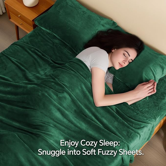 BEDELITE Flannel Sheets Twin Size Dark Green - Image 3