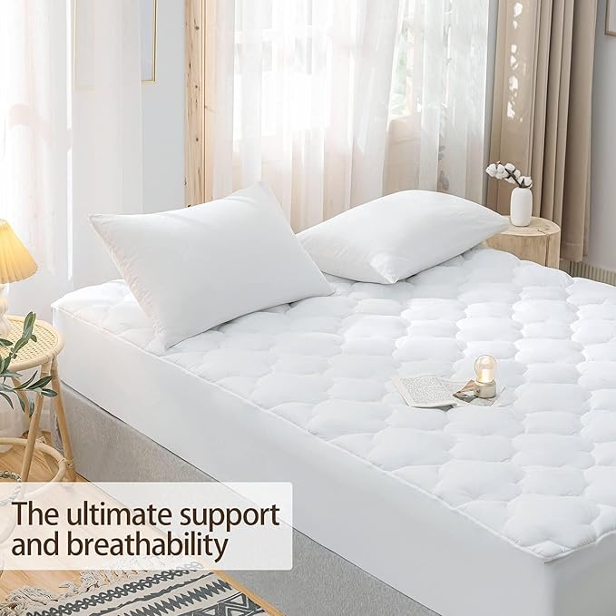 WhatsBedding Waterproof Mattress Pad Queen Size Cotton Top Down Alternative - Image 3