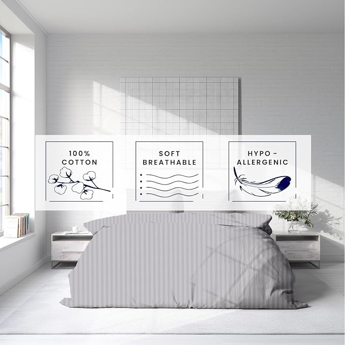 Kotton Culture 3 Pc Twin Size Duvet Cover Set- 100% Egyptian Cotton 600 TC - Image 5