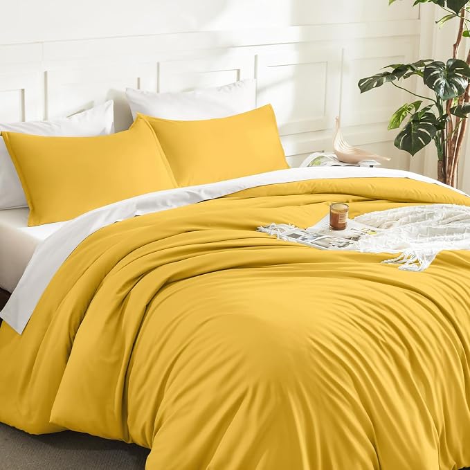 Litanika Mustard Yellow Comforter Set California King Size, 3 Pieces Cal King - Image 5