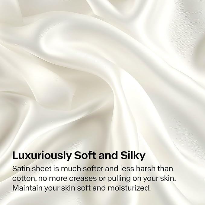 BEDELITE King Size Sheets Set, Luxury Soft Ivory White 100% Polyester Sheets - Image 3