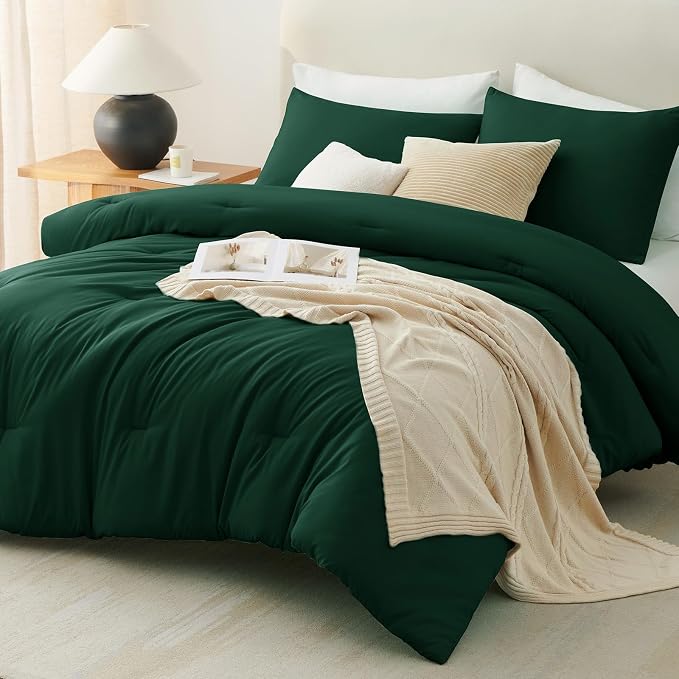 CozyLux Twin Comforter Set Emerald Green, 2 Pieces Twin Extra Long Solid - Image 8