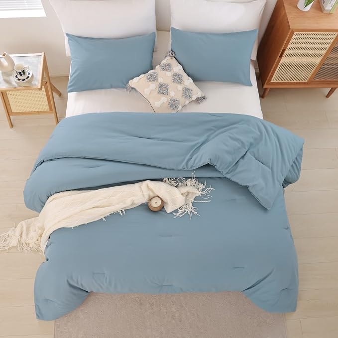 ROSGONIA Dusty Blue Twin/Twin XL Comforter Set - Image 7