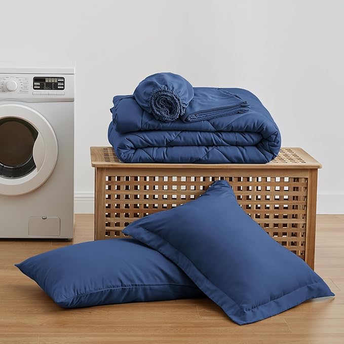 Love's cabin Twin XL Comforter Set Dark Blue, 5 Pieces Twin XL Bed in a Bag - Image 6