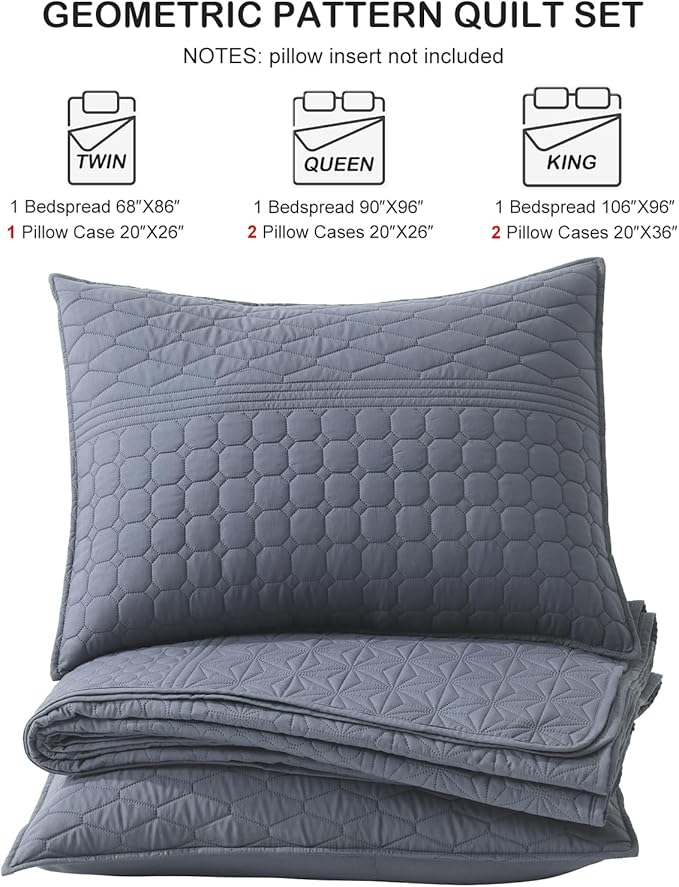 HORIMOTE HOME Steel Blue Queen Size Quilt Set - Image 7