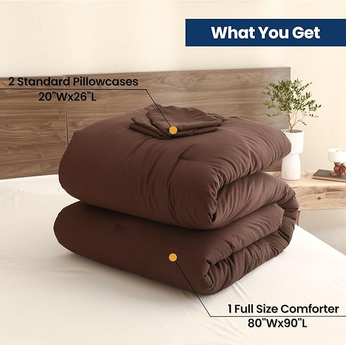 Paxrac Earthy Brown Comforter Full Size, Neutral 3 Pieces Comforter Set - Image 7