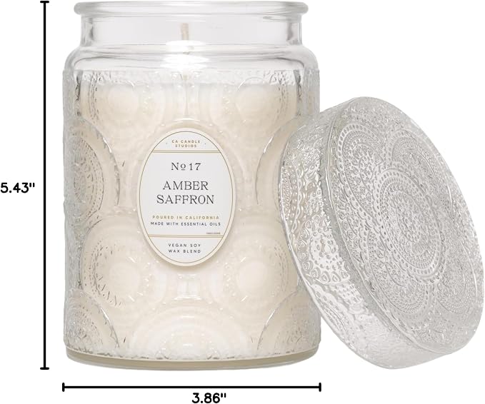 LEOBEN CO – Amber Saffron Scented Candle – 18oz, Heirloom Collection Design – - Image 3