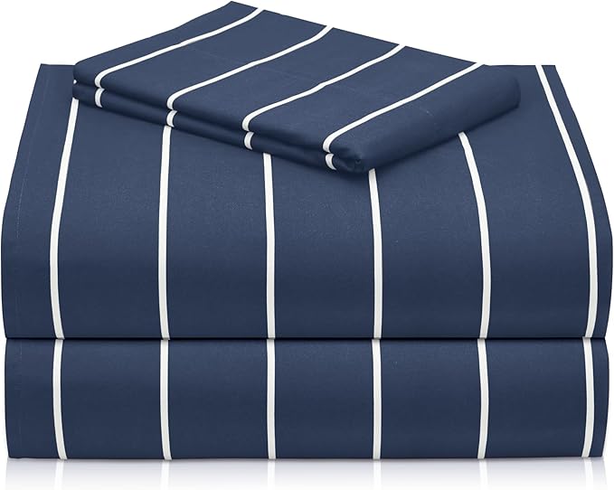 LuxClub Striped Sheets, Deep Pockets 18" Eco Friendly Wrinkle Free-Kids-Fitted by LuxClub