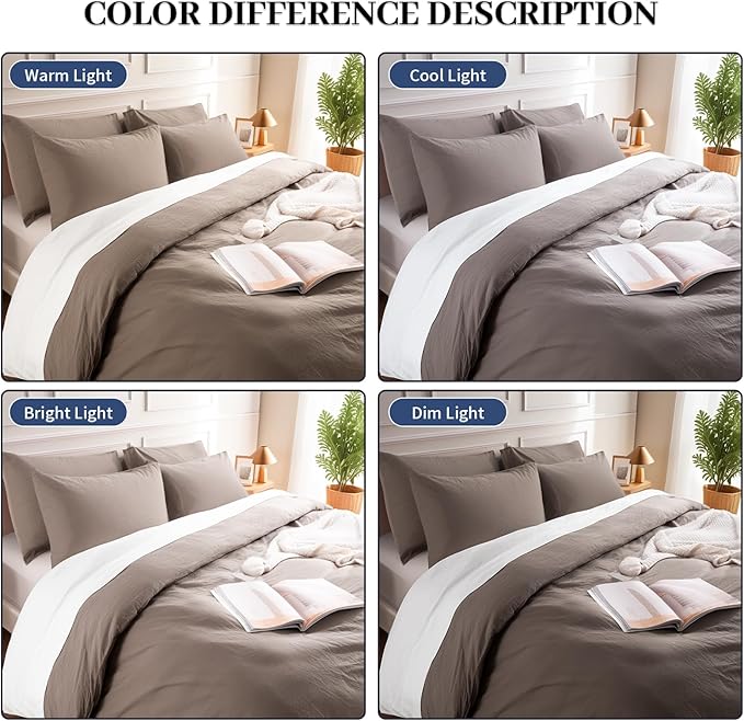 NEXHOME PRO 100% Washed Cotton Duvet Cover Twin Size, Ogranic Natural Linen - Image 3
