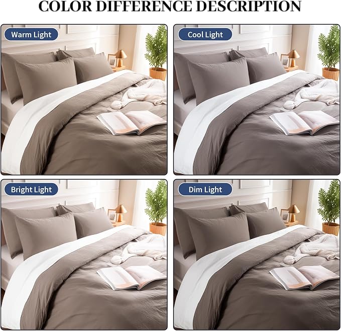 NEXHOME PRO 100% Washed Cotton Duvet Cover Full Size, Ogranic Natural Linen - Image 3