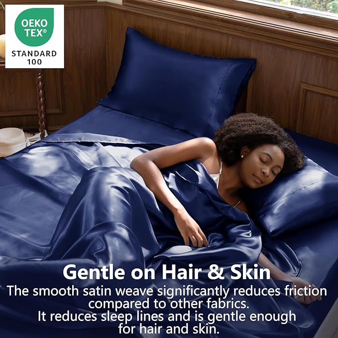 CozyLux Satin Sheets Queen Size Bed Set - Image 2