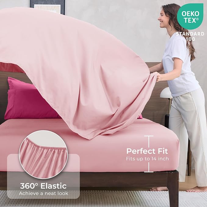 HEVUMYI Hot Pink & Baby Pink Queen Comforter Set - Image 5