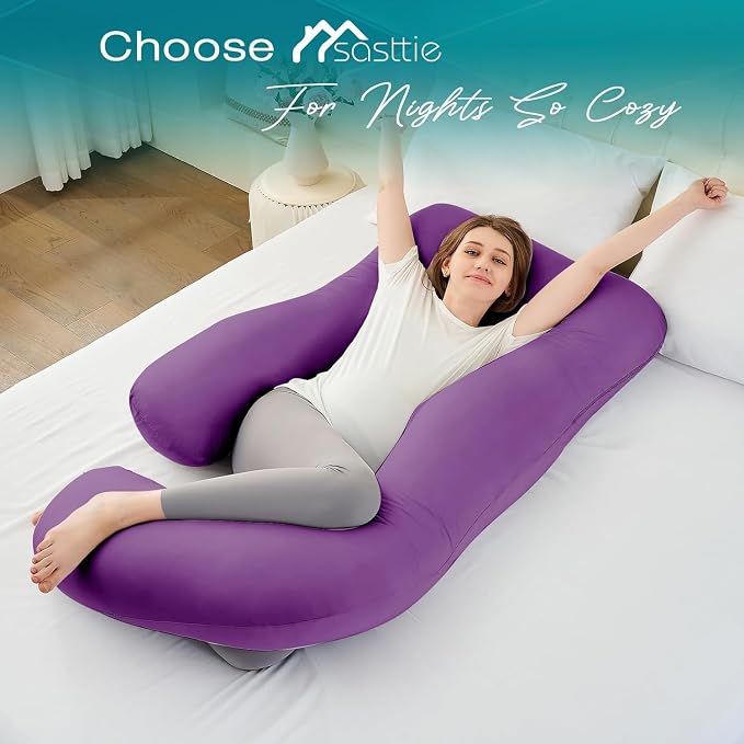 Sasttie Pregnancy Pillows for Sleeping, Jumbo U Shaped Cooling Full Body Pillow - Image 7